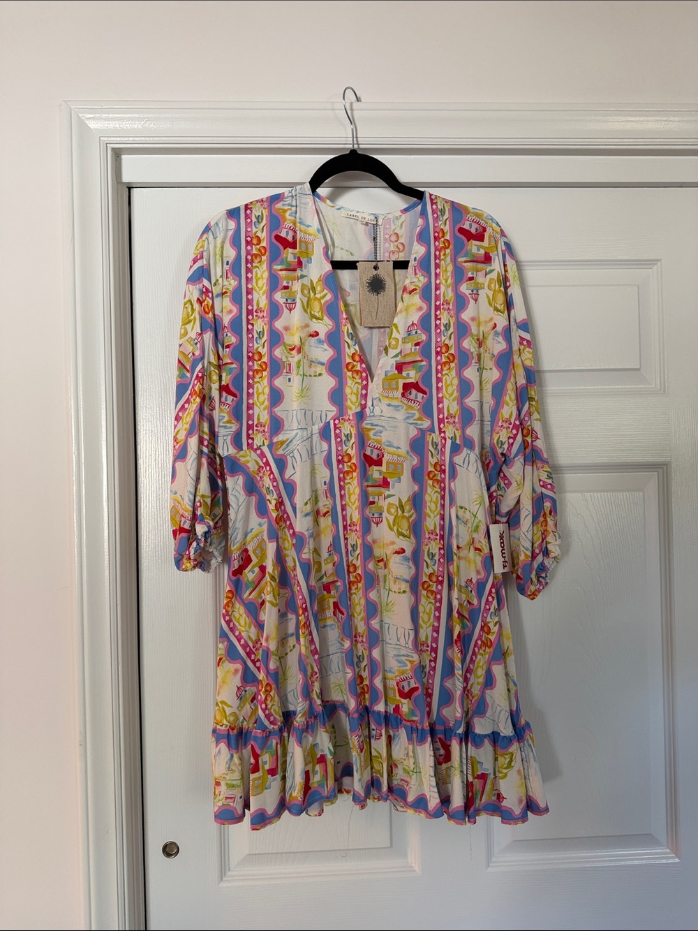 Vibrant Multicolor Printed Long Sleeve Tunic Dress